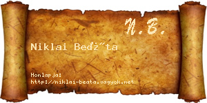 Niklai Beáta névjegykártya