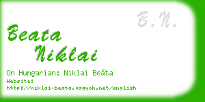 beata niklai business card